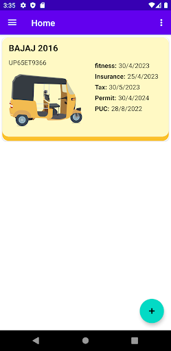 Android application Vehicle Info screenshort