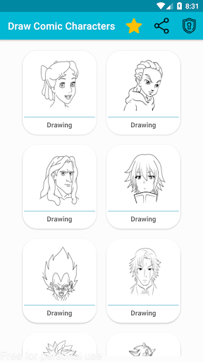 Android application Draw Comics Characters screenshort