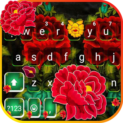 Red Mexican Flowers Keyboard B  Icon