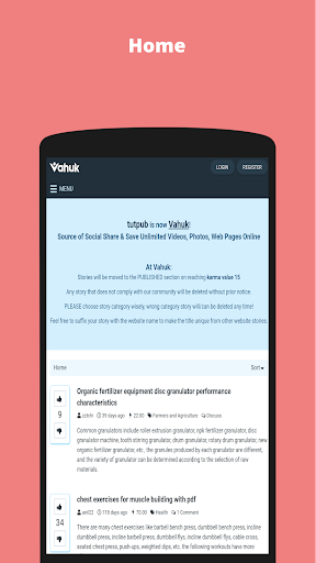 Vahuk - Social Bookmarking Screen 2
