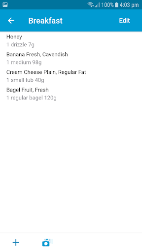 Research Food Diary Screen 2