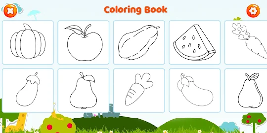 Fruit & Veg Coloring Book Kids