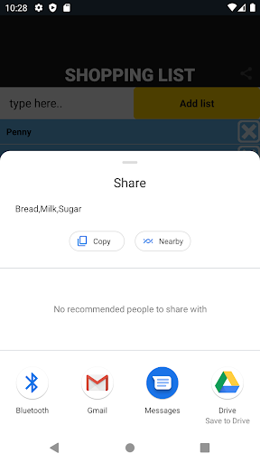Shopping list Screen 2