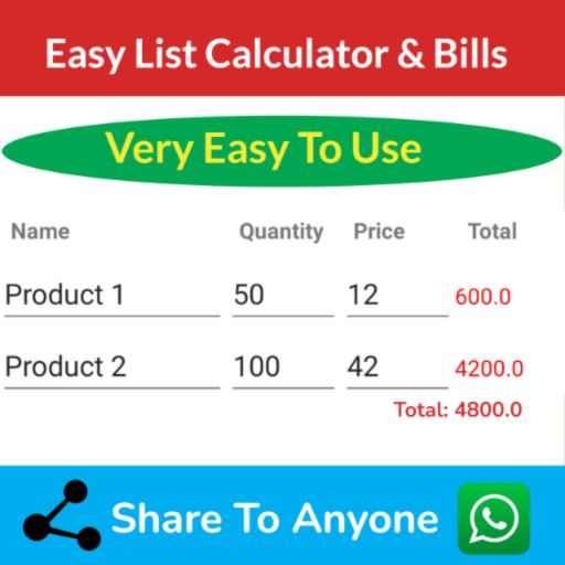 Easy List Calculator And Bills