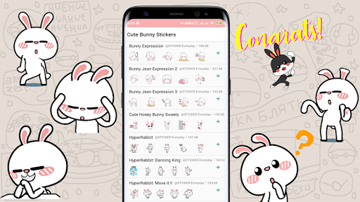 Android application WAStickerApps - Cute Bunny Sti screenshort