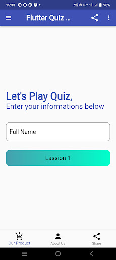 Android application Flutter Quiz Questions screenshort