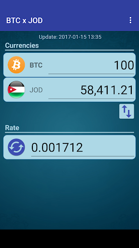 Android application Bitcoin x Jordanian Dinar screenshort
