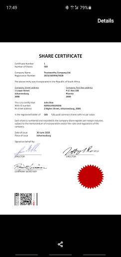 COLOP Verification App Screen 3
