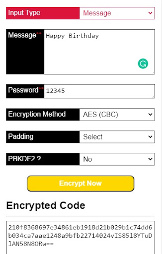 Android application AES Encryption and Decryption screenshort