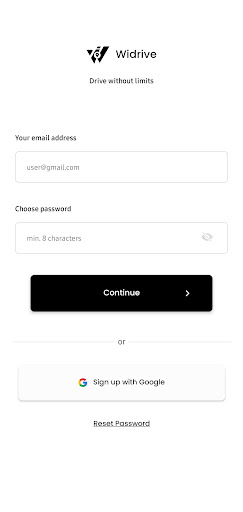 Android application Widrive screenshort