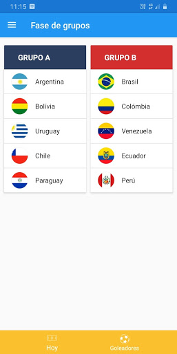 Android application Results - America Cup 2021 screenshort