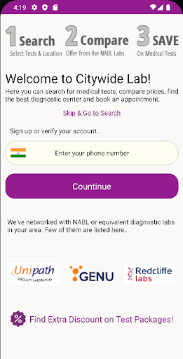 Android application City Wide Lab screenshort