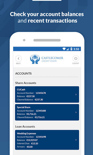 Castlecomer Credit Union Screen 2