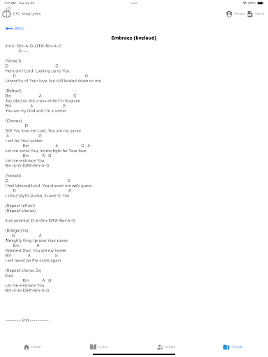 CFC Song Lyrics Screenshot 2 - AppWisp.com