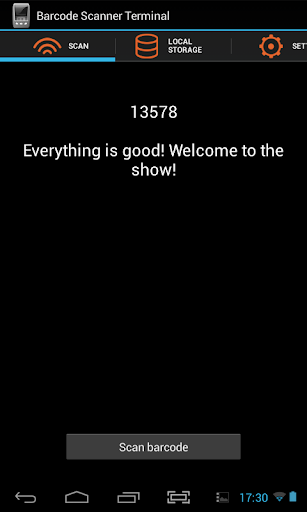 Android application Barcode Scanner Terminal Limit screenshort