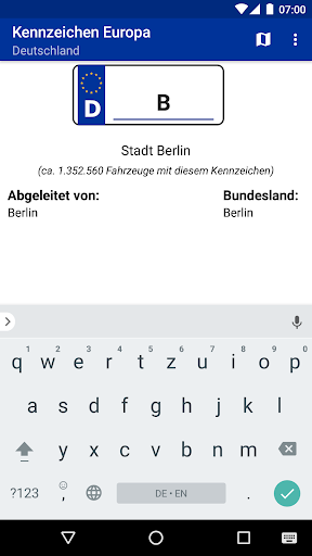 Android application Kennzeichen Europa screenshort