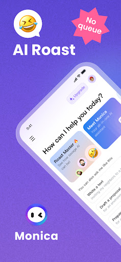 Android application Monica AI: Roast, Read & Chat screenshort