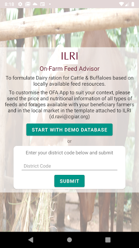 Android application On-farm Feed Advisor screenshort