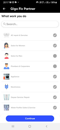 Gigo Fix Partner Screen 3