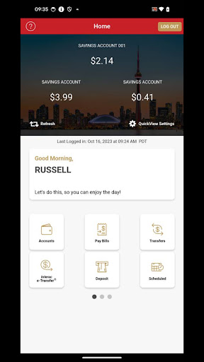 WealthONE Bank Mobile App Screen 2