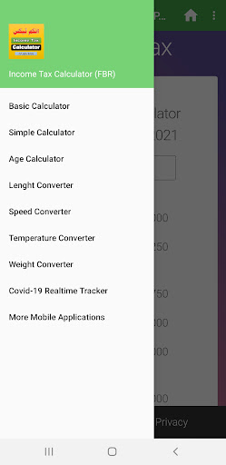 Income Tax Calculator (FBR) Screen 3