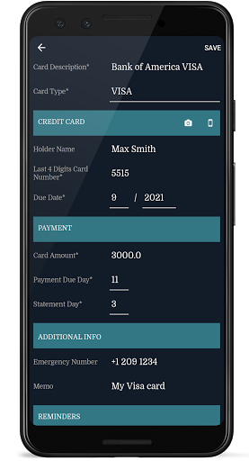 Credit Card Manager Screen 3
