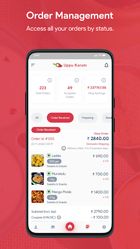 Android application Uppu Karam Seller screenshort