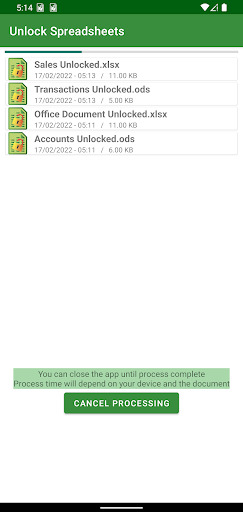 Unlock Spreadsheets Screen 2