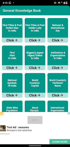 Android application General Knowledge India screenshort