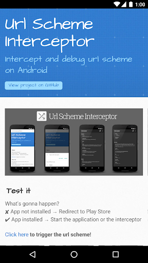 Android application Url Scheme Interceptor screenshort