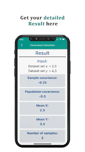 Covariance Calculator Screen 3