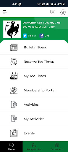 Android application OliveGlenn Golf Club screenshort