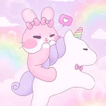 Cover Image of Скачать pink rabbit and unicorn theme  APK