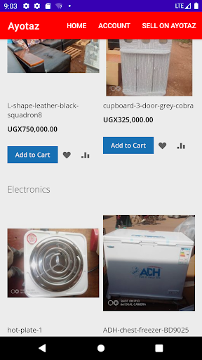 Android application Ayotaz Online Shopping screenshort