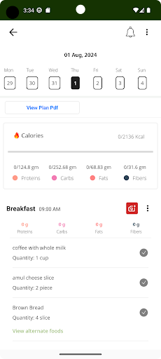 Android application Indian nutritionist screenshort