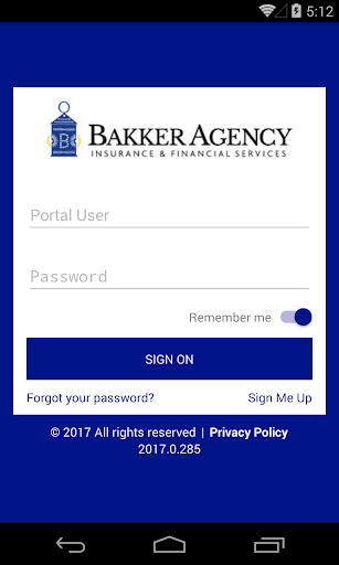 Android application Bakker Agency Insurance screenshort