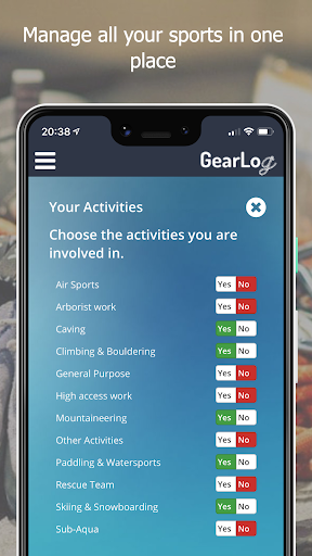GearLog Screen 2