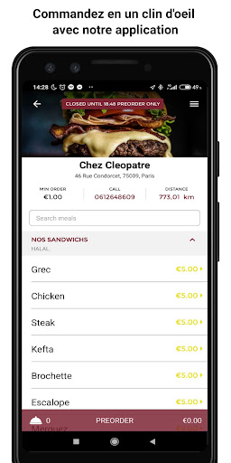 Android application Chez Cleopatre screenshort