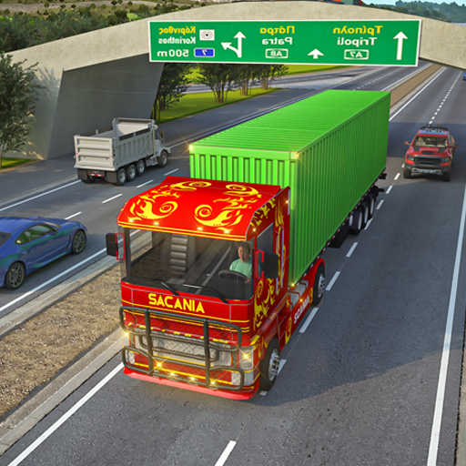 Modern Cargo Truck Driving 3d logo