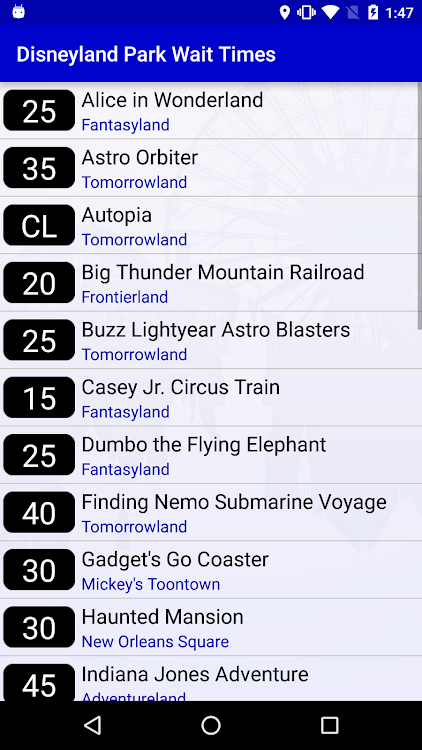 Wait Times for Disneyland - 2.1.14 - (Android)