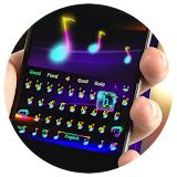Neon dance notes keyboard icon