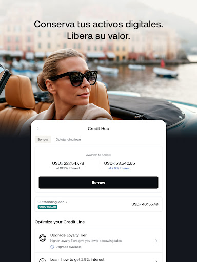 Captura de pantalla de Nexo: tu capital en criptos