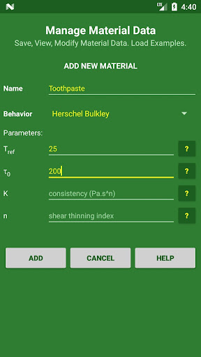 Rheology App Screen 3