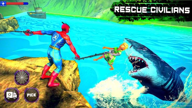 #3. Flying Superhero Rescue Battle (Android) By: Superhero Robot Games