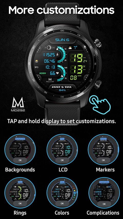 MD292: Digital watch faceのおすすめ画像4