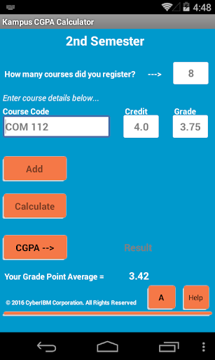Kampus CGPA Calculator