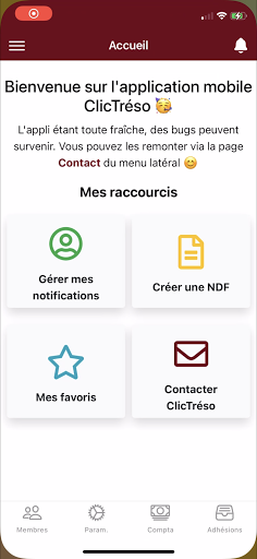 Android application ClicTréso screenshort
