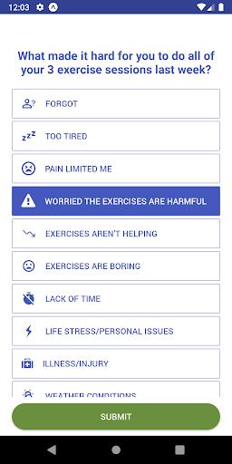 My Exercise Messages Screen 2