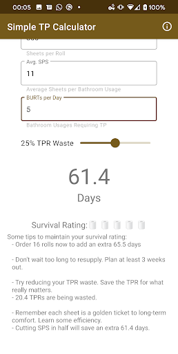 TP Calculator Screen 2