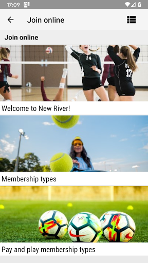 Android application New River Sport and Fitness screenshort